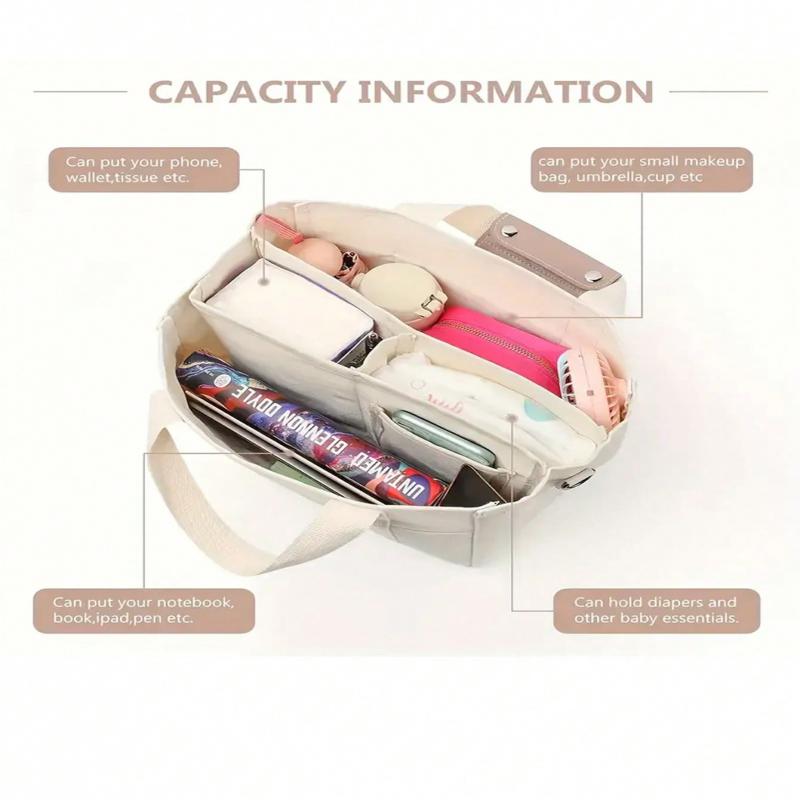 Axelväska med stor kapacitet och flera fickor med fack, multifunktionell handväska med handtag