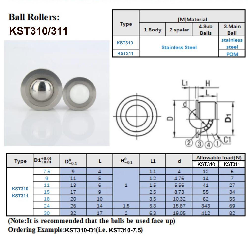 Dia 7.5/9/11/15/18/24/30mm Round Eye Wheel Ball Roller Eye Wheel Bearing Transfer Caster Light/Heavy-duty Universal Roller Wheel Ball