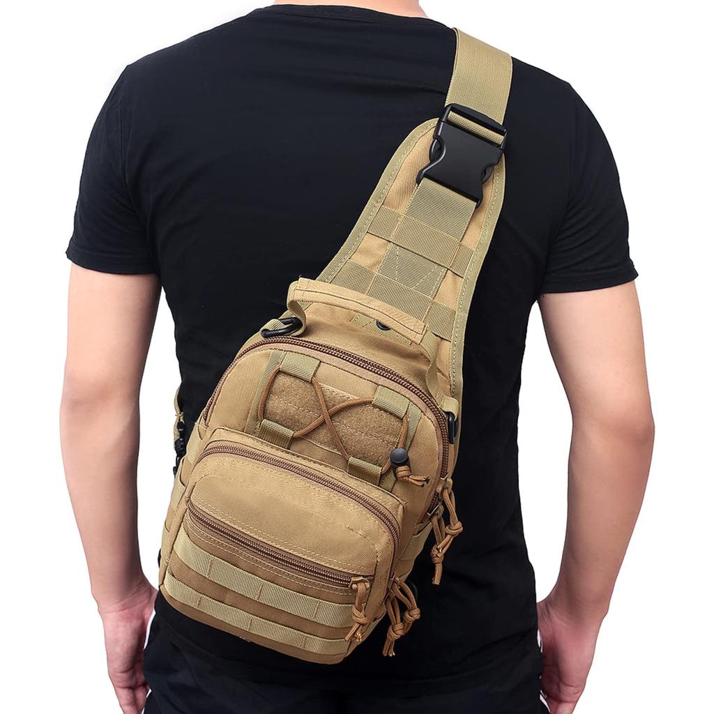 TRIWONDER MOLLE System Shoulder Large Waist Crossbody Sports Military Tactical Pouch Men's Bag, Capacity, One-Shoulder Bag, Bag, Bag, (Green)