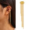 Luxury Stainless Steel Tassel Ear Clip For Women, Gold Plated C-shaped Fake Piercing Ear Bone Clip On Earrings, New Jewelry