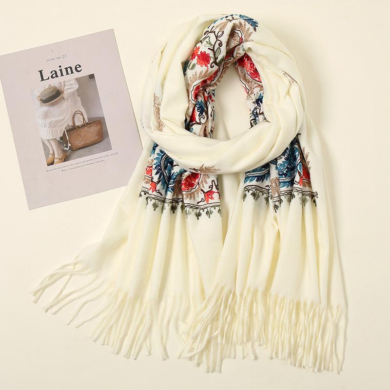 

Hot-selling new jacquard cashew widened thickened lengthened imitation cashmere warm short beard women s scarf 190