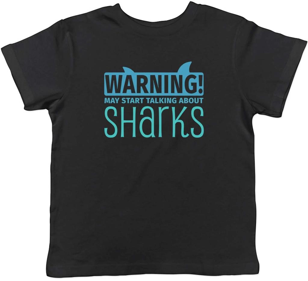 Warning Sharks Kids T-Shirt Aquarium Sealife Beach Ocean Childrens Boy Girl Gift