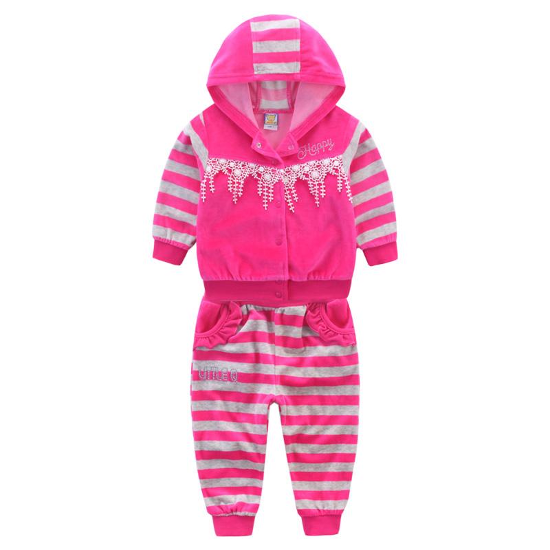 Newborn Girlss Infant Clothing Velvet Winter Spring Long Sleeve Trousers Set With Hat Buttons Embroidered Hot Drilling Lace Edge Kidswear Aapparel