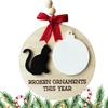Christmas Tree Decoration Pendant Wood Hangable Cat With Bow Decoration Hanging Board Party Supplies Home Decor