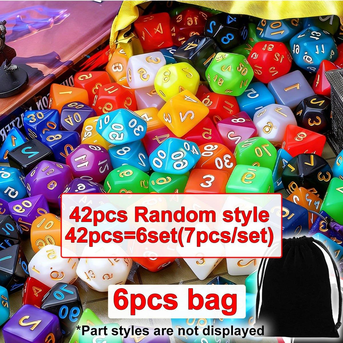 

42pcs DND Dice with Black Drawstring Pouch - Polyhedral RPG Dice Color-Coded Faces, Complete Tabletop Game Accessories ZSY
