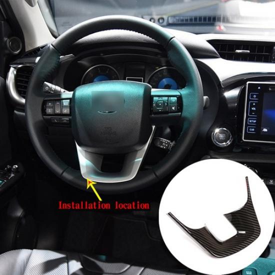 ABS Carbon Fiber Steering Wheel U-Shaped Decor Cover Trim For Toyota Hilux 15-21
