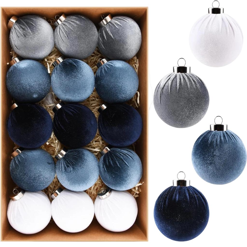 8cm Beflockte Samt Weihnachtskugel, Weihnachtsbaumschmuck, Dekoration, Weihnachtsdekoration.