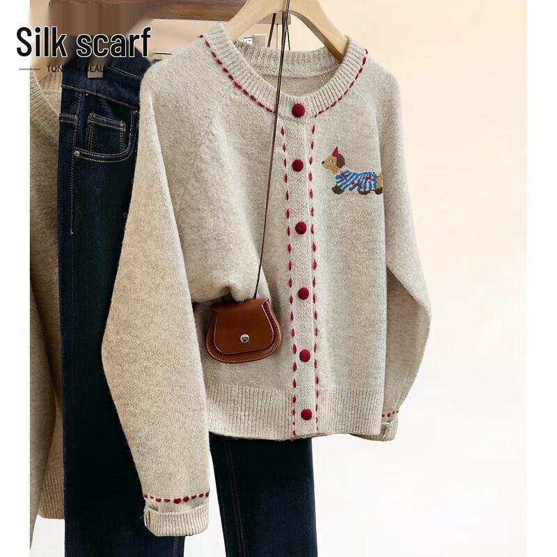 

Женский свитер свободного кроя с цветными блоками и мультяшным рисунком M