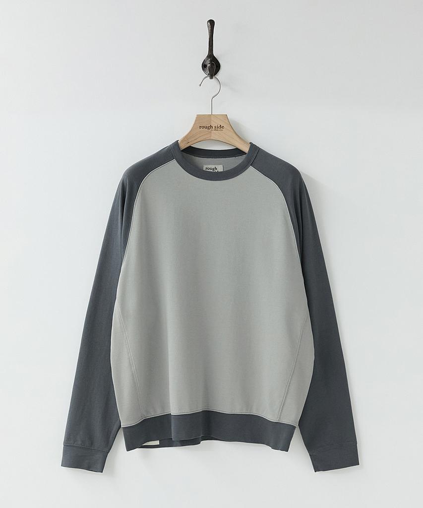 Leopeusaideu Contrast Panel Long Sleeve Light Gray/Charcoal