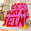 Colorful Love Quote Floral Pop Art Retro Aesthetic Throw Soft Flannel Throw Blanket For Couch Bed Sofa Warm Cozy All Season