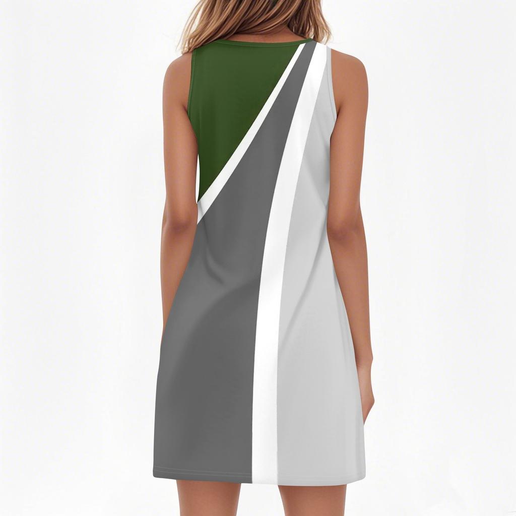 Women Summer Dresses V-Neck Print Sleeveless Sundress Casual Dress