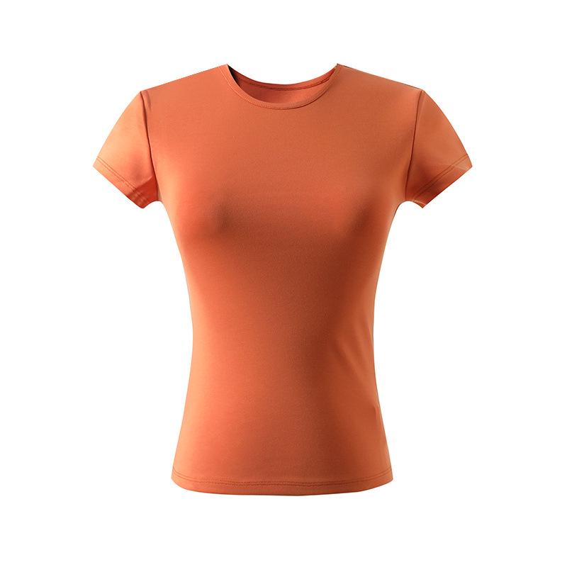 Spicy Girl Colorful Waist-Cinching Slim-Fit Short-Sleeve Round Neck T-Shirt Large оранжевый