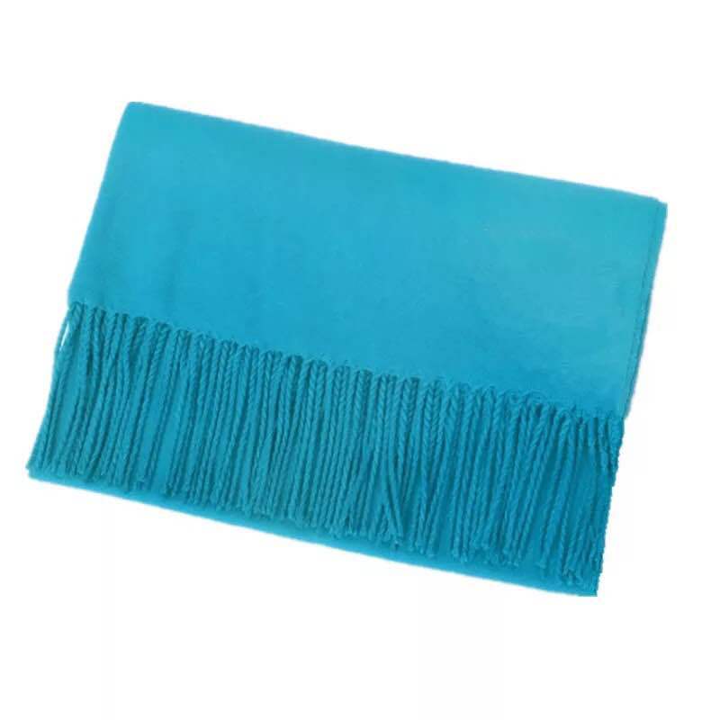 Warm Solid Color Cashmere Wool Scarf Winter Tassel Unisex Shawl Solid Color Scarf for Women