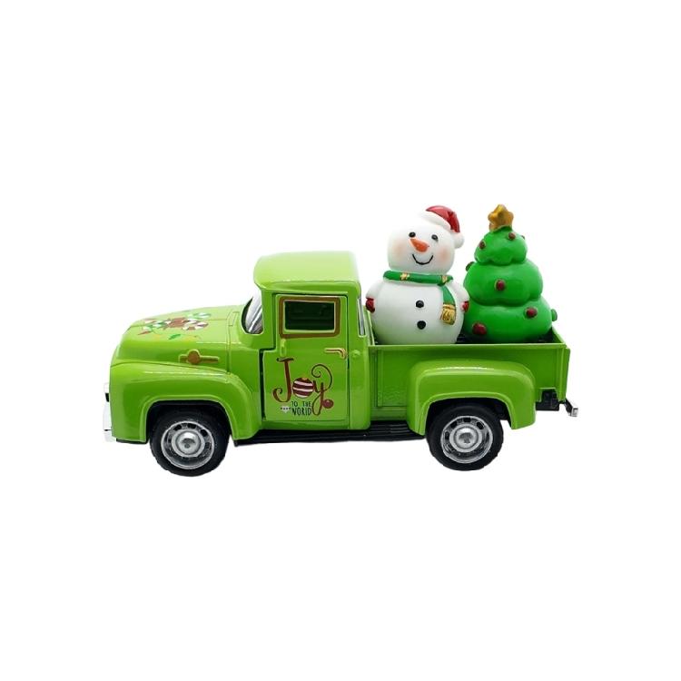 Pull Back Function Green Christmas Vehicle Alloys Crafted Desktop Model For Indoor Seasonal Styling