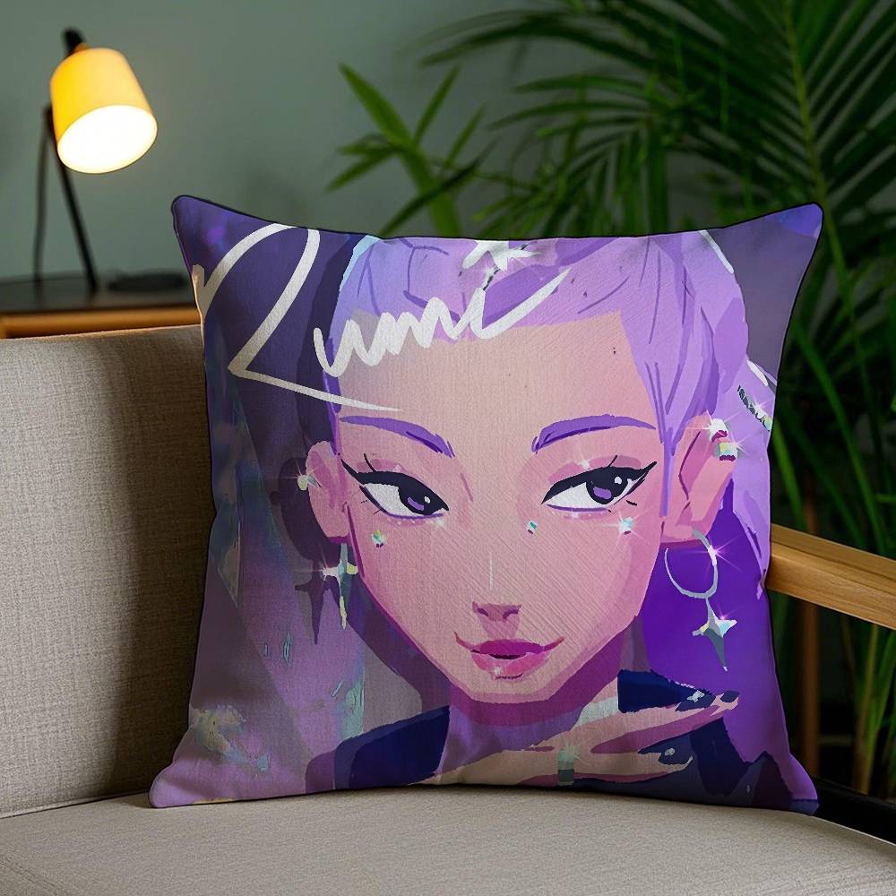 Anime K-Kpop Demon Hunters Pillow Case Short Plush Double-Sided Printing Home Machine Washable In Winter Cushion Cover