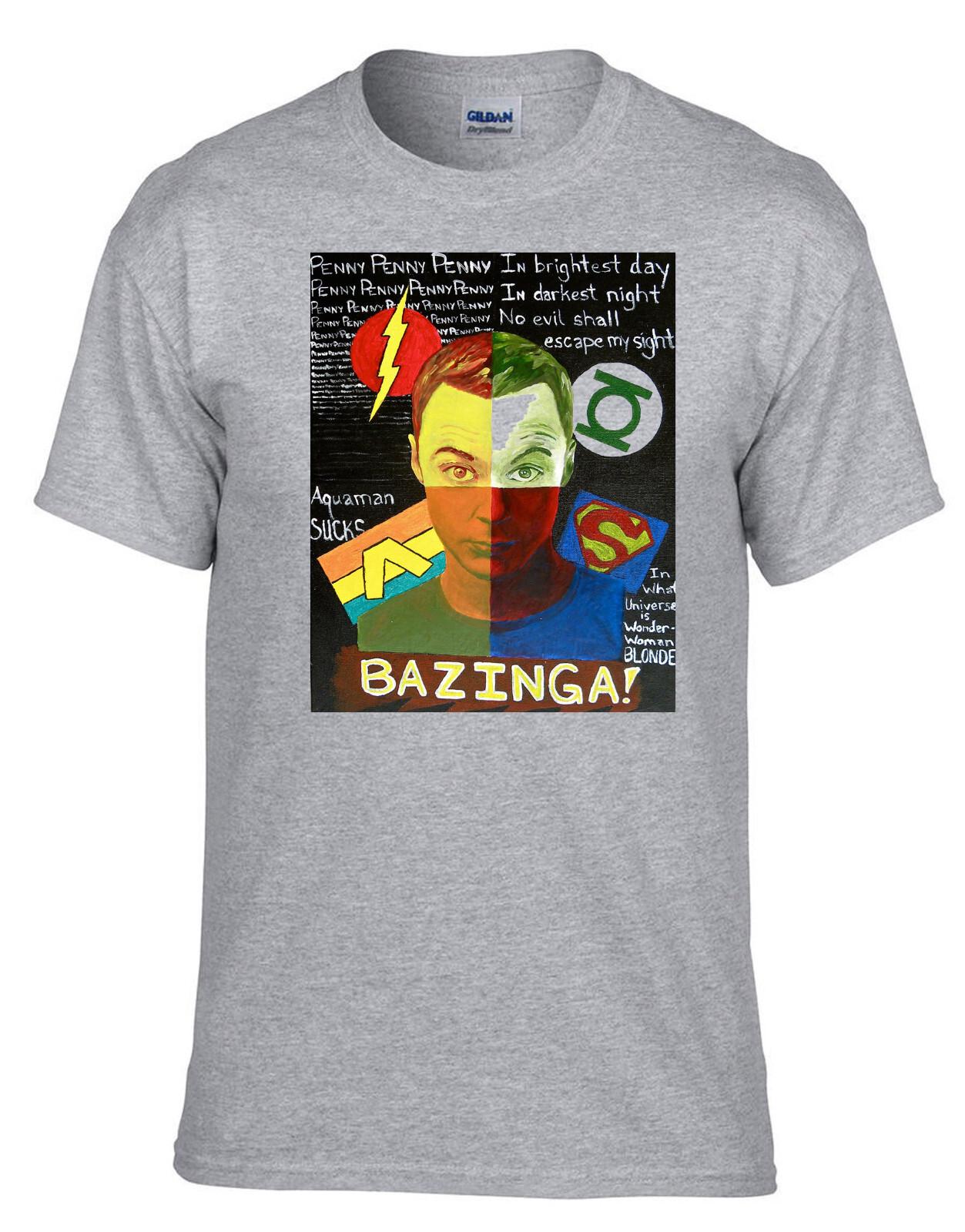

26 BAZINGA! Big Bang Theory Sheldon Grey T-Shirt -054_Grey- Unisex T-Shirt M