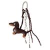 Leather Dachshund Keyring Braided Rope Hanging Pendant Keychain Decoration for Car Keys and Bags Charm Accessories