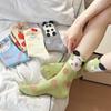 Three-Dimensional Cartoon Animal Socks Medium Tube Socks Hand-Painted Tide Socks Girl Dot Color Matching Pure Cotton Boneless Socks