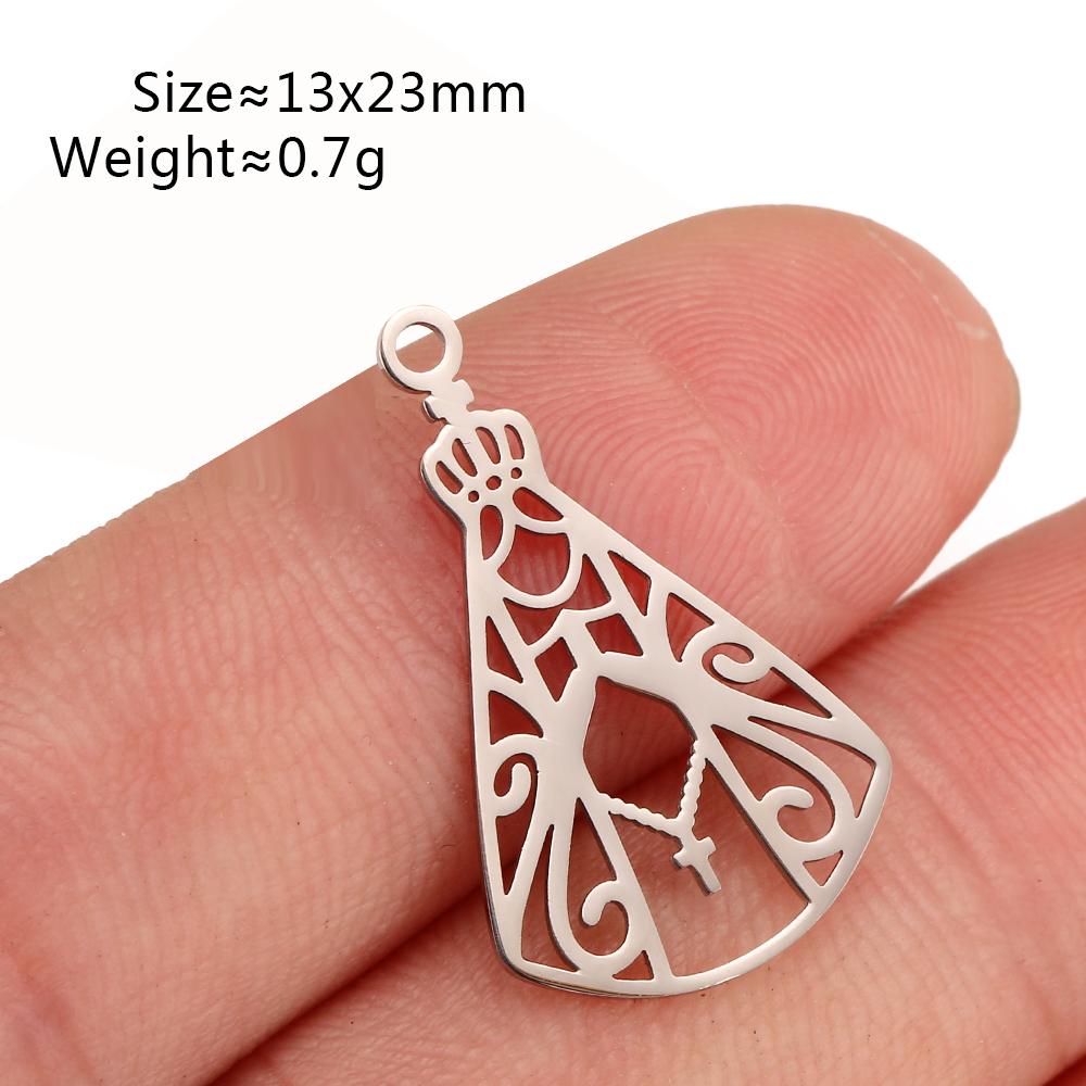 5PCS Stainless Steel Retro Virgin Mary Charms Cross Pendant Our Lady Religious Jewelry For Making Necklace Bracelet Accessories