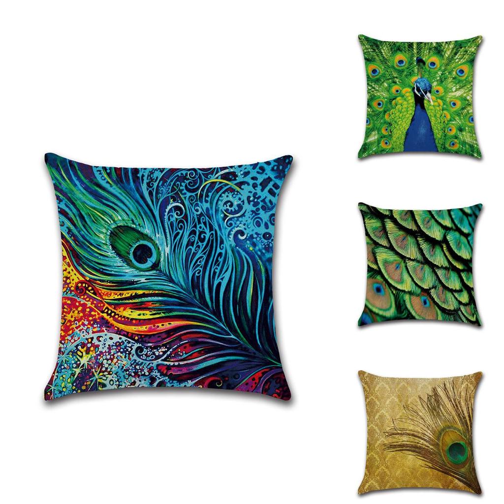 Elegant Peacock Feathers Sofa Bed Car Home Decoration Pillow Case For Stylish Interiors