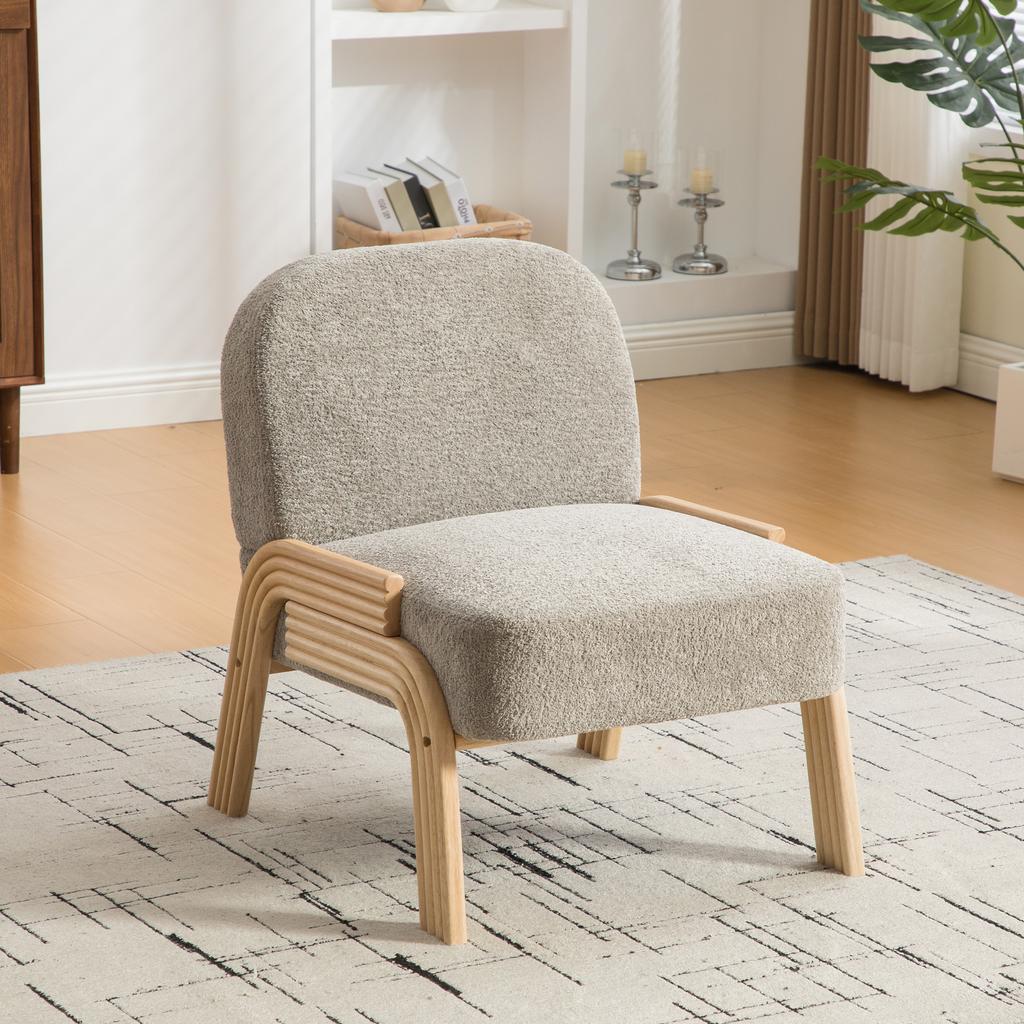 Scandinavian Fabric Lounge Chair – Soft Chenille Fabric and Sturdy Wood Frame, Ideal for Living Room & Bedroom, Gray