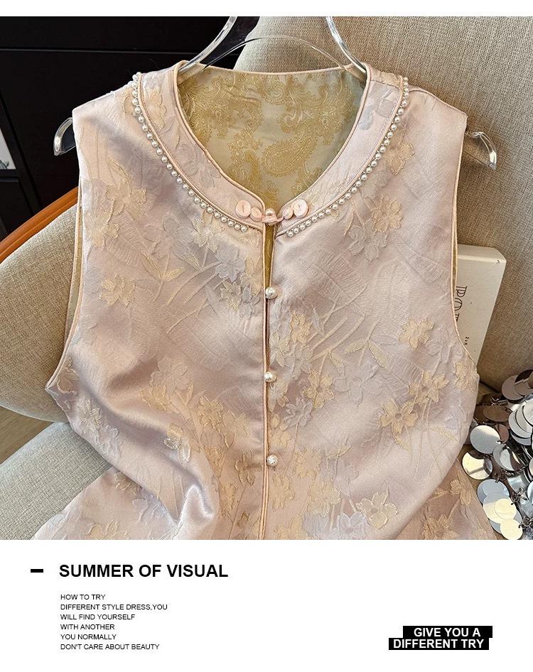Double-Sided Layered Chinese Style Jacquard Vest for Middle-Aged & Elderly - Spring Qipao Vest