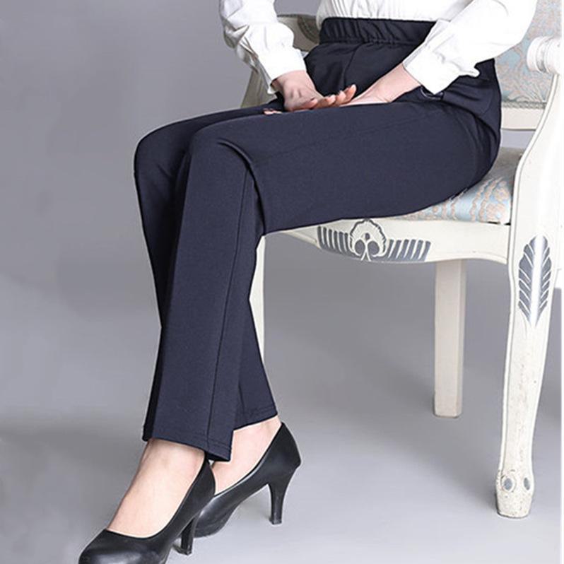 Women's High Waist Straight-Leg Velvet Pants - Autumn/Winter, Thick Black Trousers for Middle-Aged & Elderly.