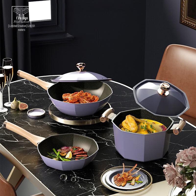 Fire Elephants Lavender 3-Piece Cookware Set