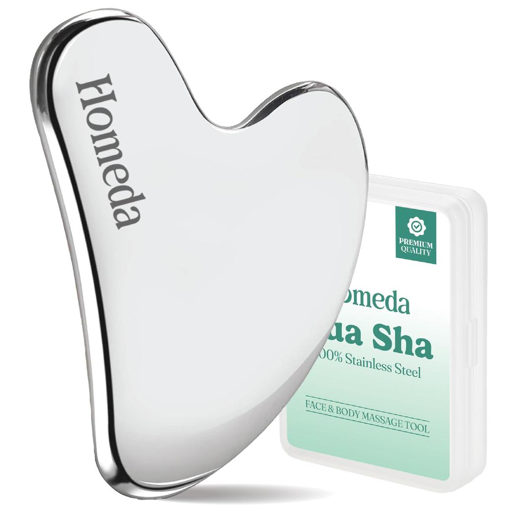 Homeda Stainless Steel Gua Sha for Face, Guasha Stone for Face Massage Tool, Metal Gua Sha Stone, Gusha, Gaushala, Gosha for Men Yoga, Face Massa