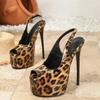 Pesstwei Leopard Print Platform High Heels Women Peep Toe Slingback Rivet Stiletto Sandals Sexy Party Club Stripper Shoes 2026