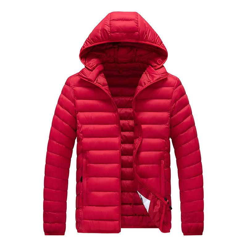 Men's Plus Size Multicolor Lightweight Cotton-Padded Winter Jacket with Detachable Hood