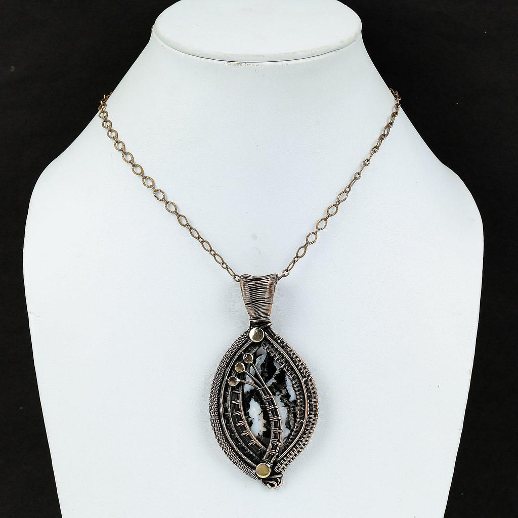 White Buffalo Turquoise Pendant Copper Wire Wrapped Pendant Handmade Jewelry Genuine Gemstone Pendant Copper Jewelry Unique Pendant for Gift