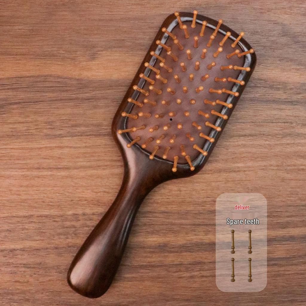 Natural Gold Sandalwood Air Cushion Hair Comb - Wooden Scalp Massage & Outdoor Gift Box