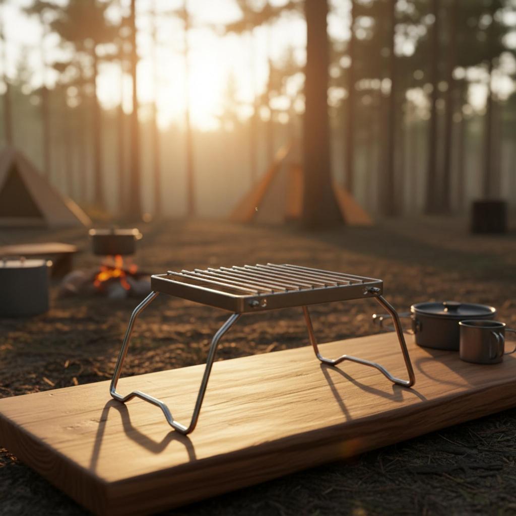 Stainless Steel Cooktop Stand with Folding Legs Quick-Setup for Backpacking