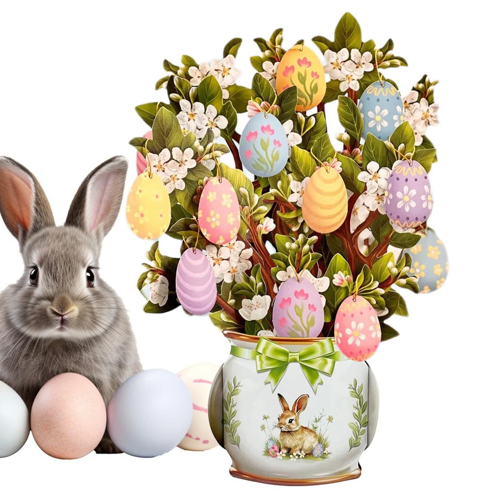 Velikonoční stolní dekorace blahopřání 3D trojrozměrný barevný stolní set Vánoční přání s požehnáním Řezba z papíru