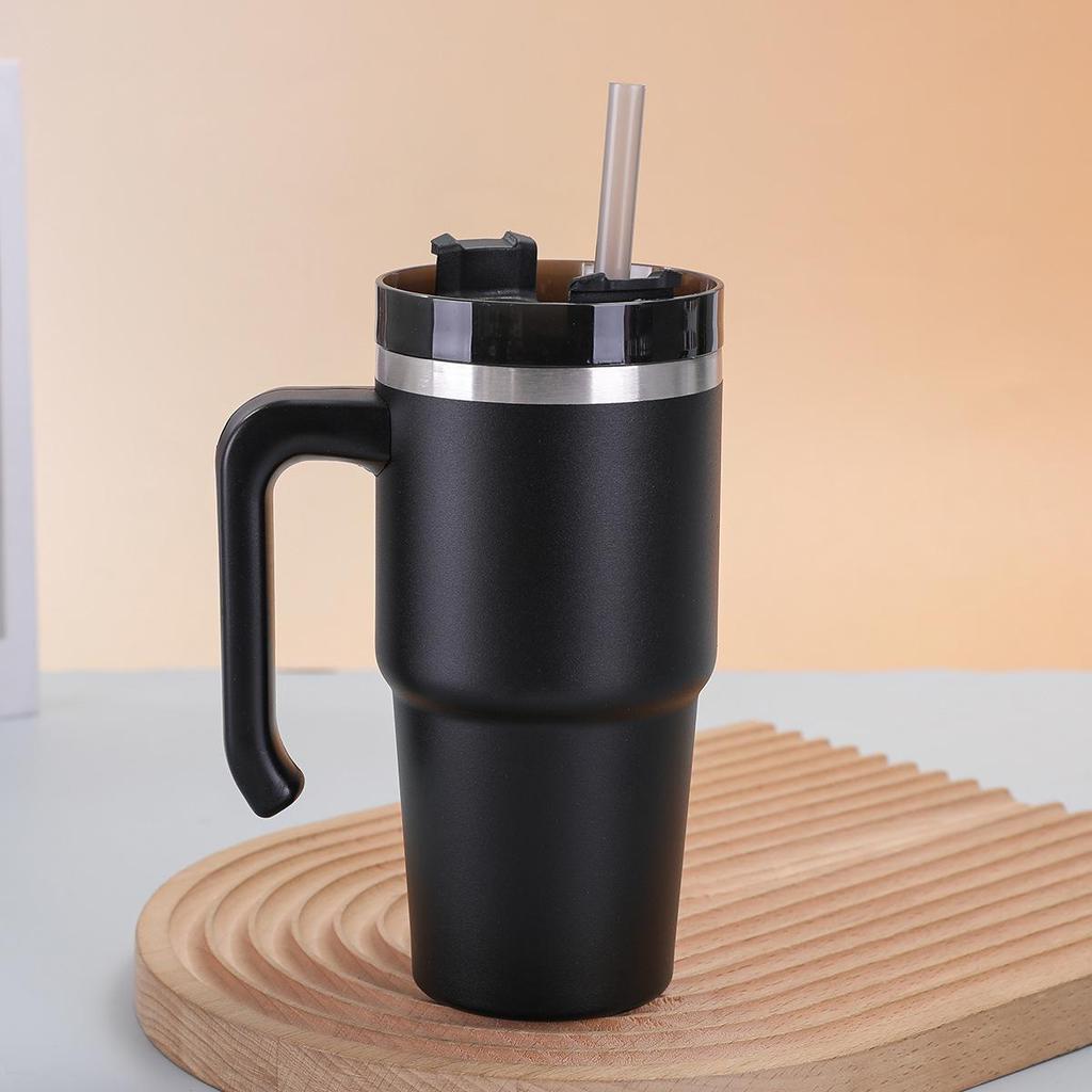 Insulated 20oz/30oz Stainless Steel Cup with Handle and Straw – Perfect Business Gift