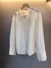 Available: Off-white Pleated Stand Collar Long Sleeve Shirt for Women - Spring/Summer 2026 Collection