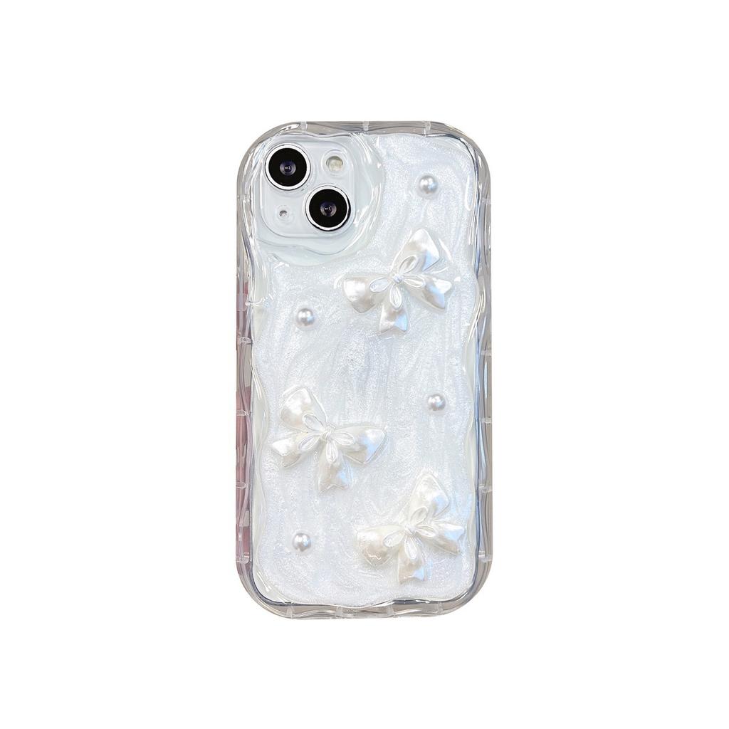 Premium smudge three-dimensional bow for iPhone15promax mobile phone case Apple 14 13 women 12 Korea 11