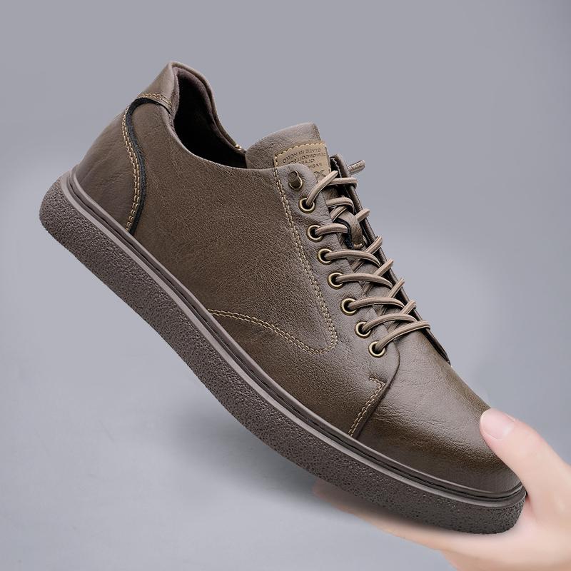 High Quality Brand Men's Genuine Leather Shoes Simple Beige Oxford Shoes Wear-resistant Soles Men's Sports Shoes Fashionable