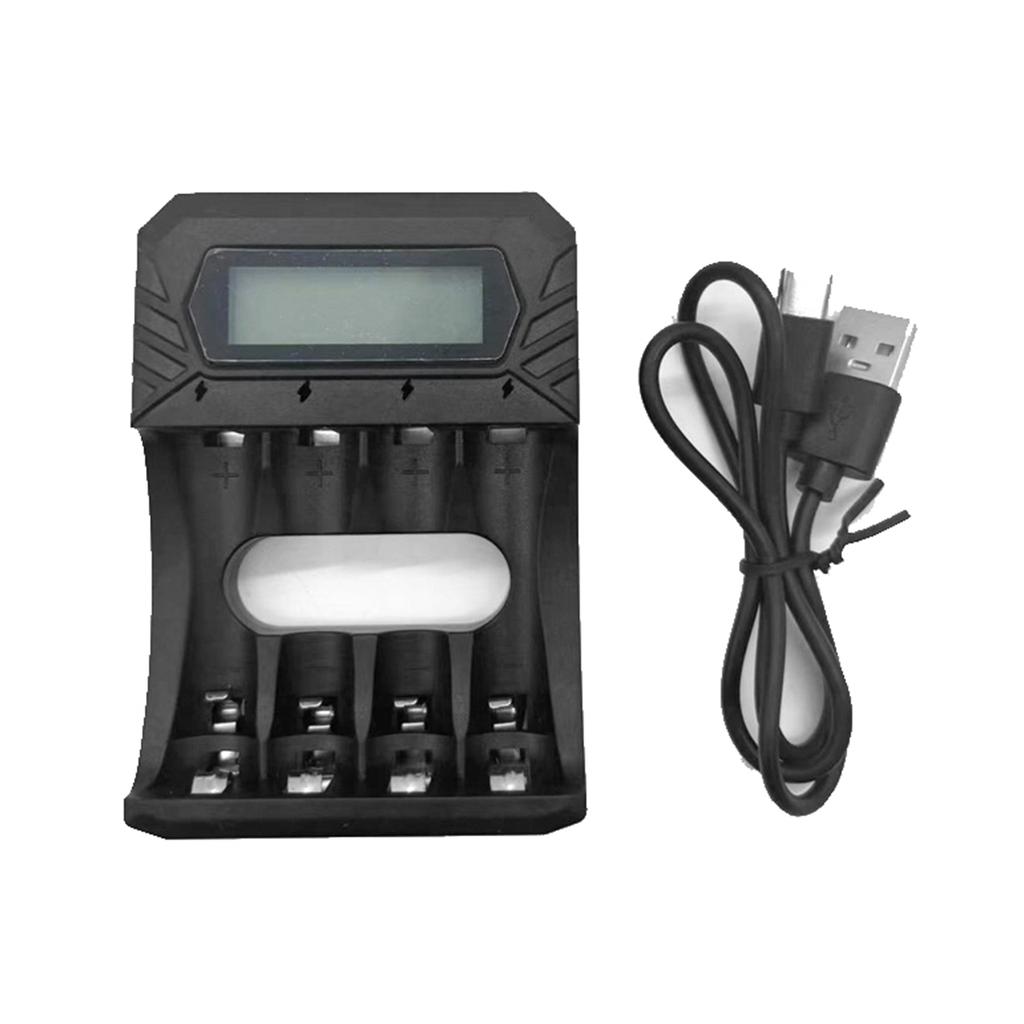 Intelligent 4-Slot Charger for 1.5V AA 3A Batteries LCD Screen & Convenient USB Type C Port Charaging Station
