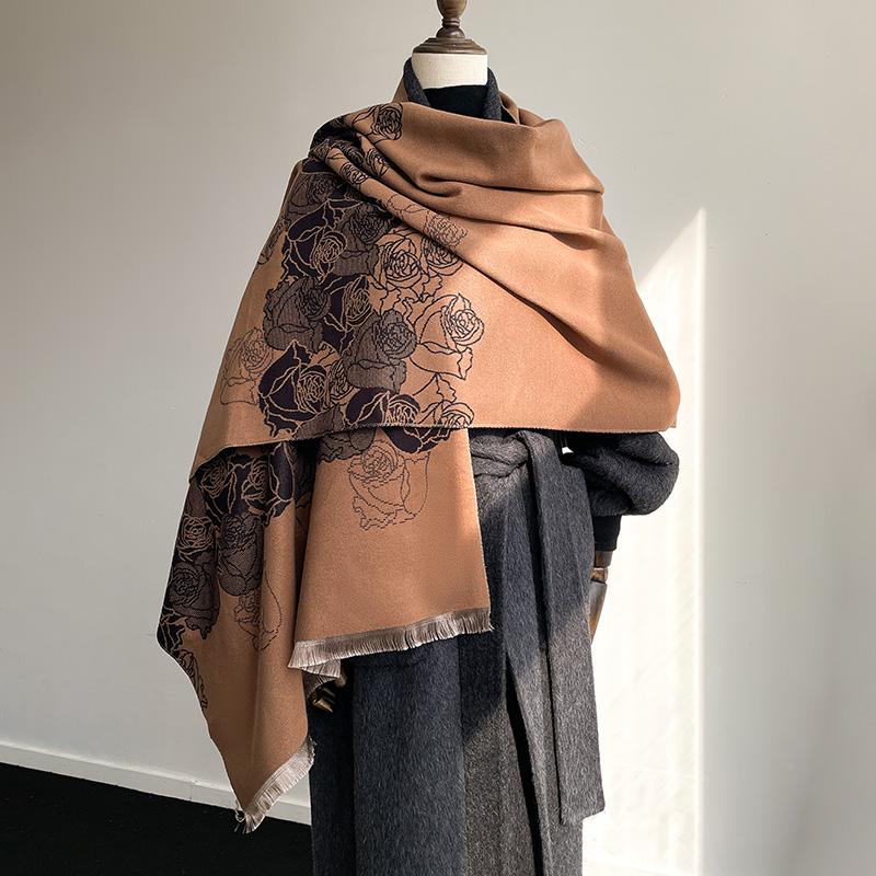 New Luxury Design Winter Two-Sided Cashmere Jacquard Scarves High Quality Women Thicken Wrap Shawl Ladies Wool Pashmina Scarf