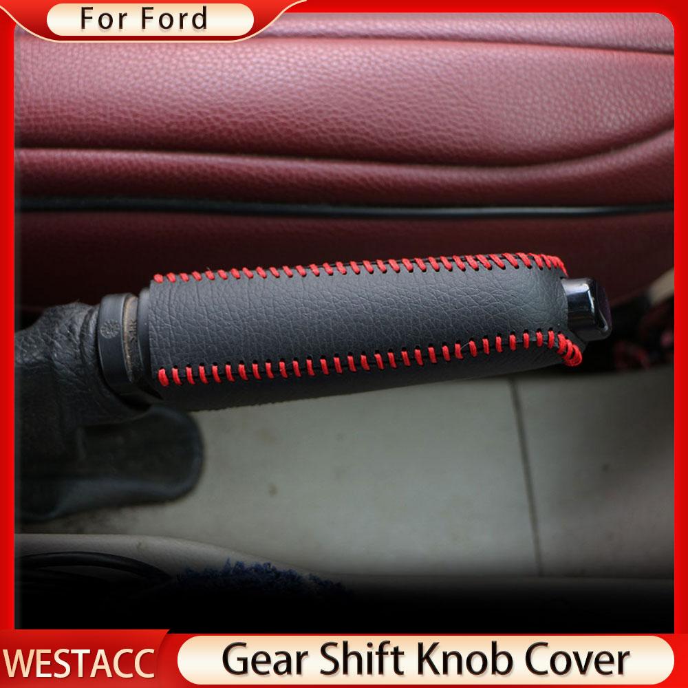Genuine Leather Car Gear Shift Collars Gear Head Shift Knob Cover for Fiesta Focus 3 4 MK3 MK4 MT for Ford New Fiesta