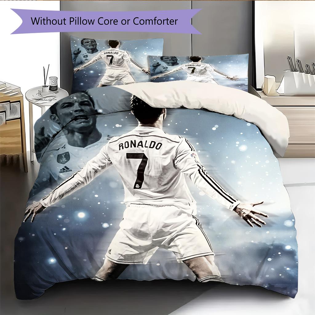 Biancheria da letto con motivo Cristiano Ronaldo Decorazione per la casa Regalo di compleanno (1 * copripiumino + 2 * federa, senza nucleo)
