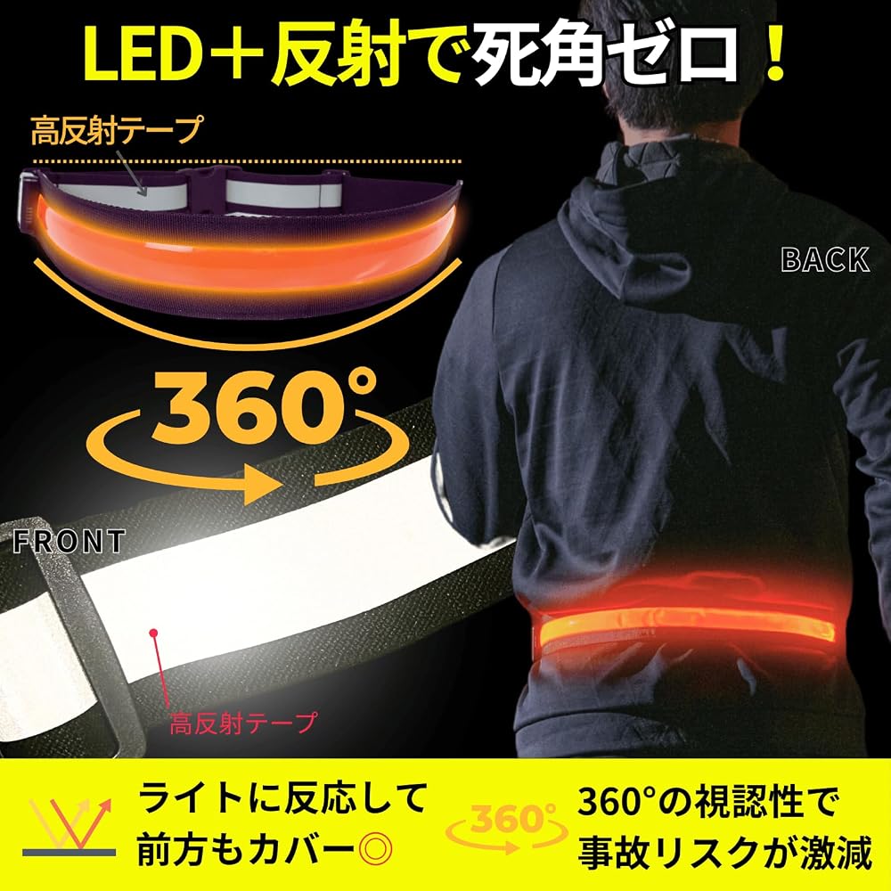 Terui Running Light LED Rechargeable Reflective Band for Walking Jogging Night Cycling Blue