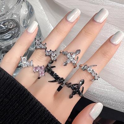 Love Dark Cross Open Ring Set Personality Fashion High Sense Light Luxury Ring Women