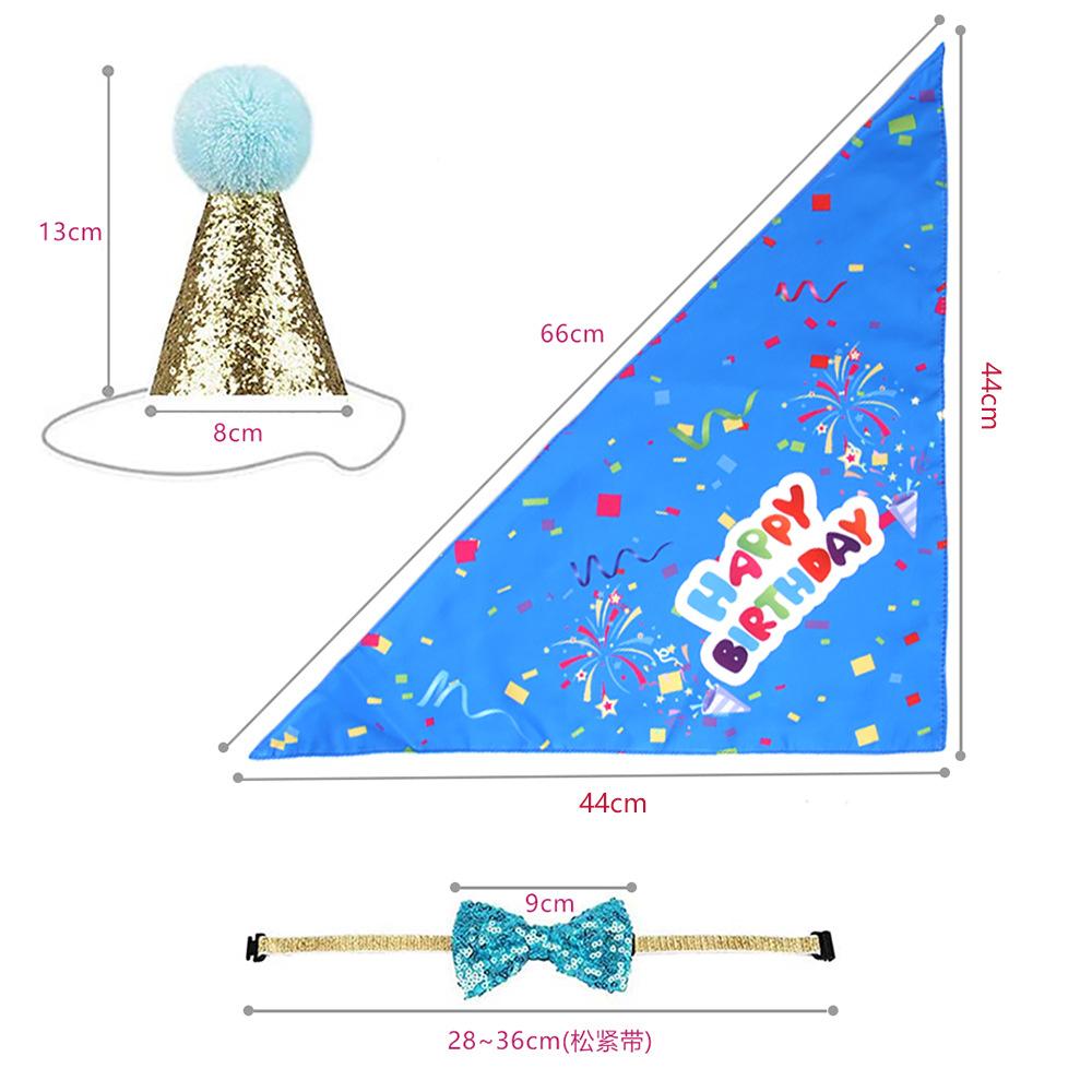 

Vibrant Birthday Pet Outfit Set With Luxurious Velvet Hat Flag And Bib For Joyful Celebrations Blue Set
