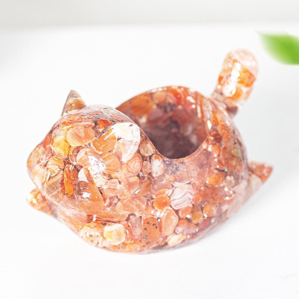 Resin Cat Car Decor Figurine With Crystal Stones For Home And Car Display