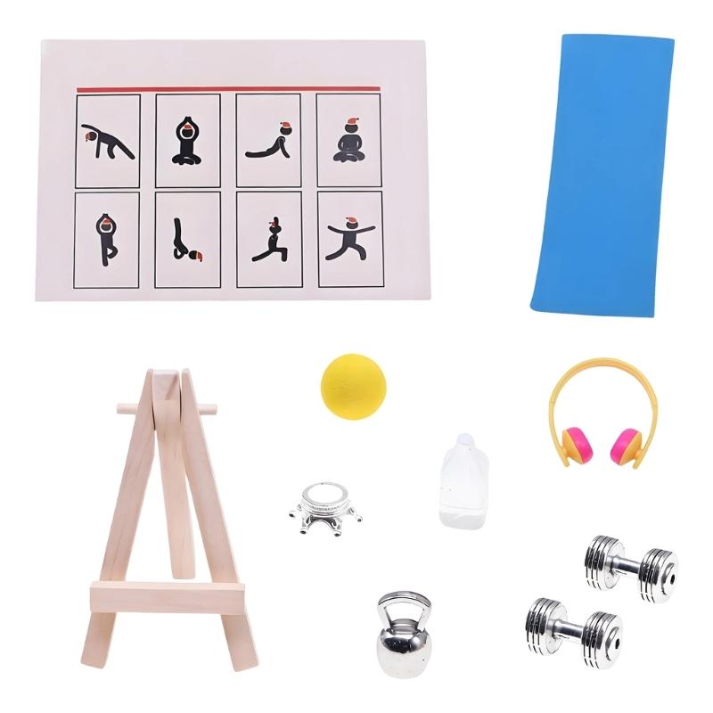 

Realistic Workout Room Sport Scene Setting For Doll House Mniature Exercise Equipment And Fitness Tool for Landscape 1