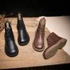 Big-headed Ankle Boots, Retro Leather Boots, High-top Women's Shoes