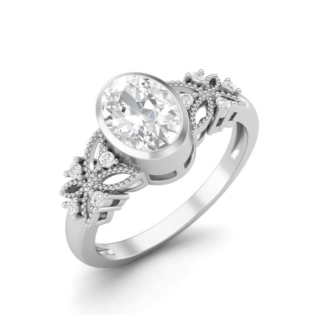 7X5mm Oval Shape Moissanite 925 Sterling Silver Celtic Shank Solitaire Women Wedding Ring